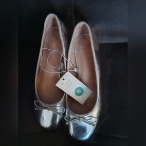 a new day Silver Metallic Flats with Bow